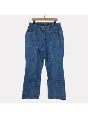 Judy Blue Straight Leg Elastic Waist Jeans Womens 16W/18W Blue Front Seam